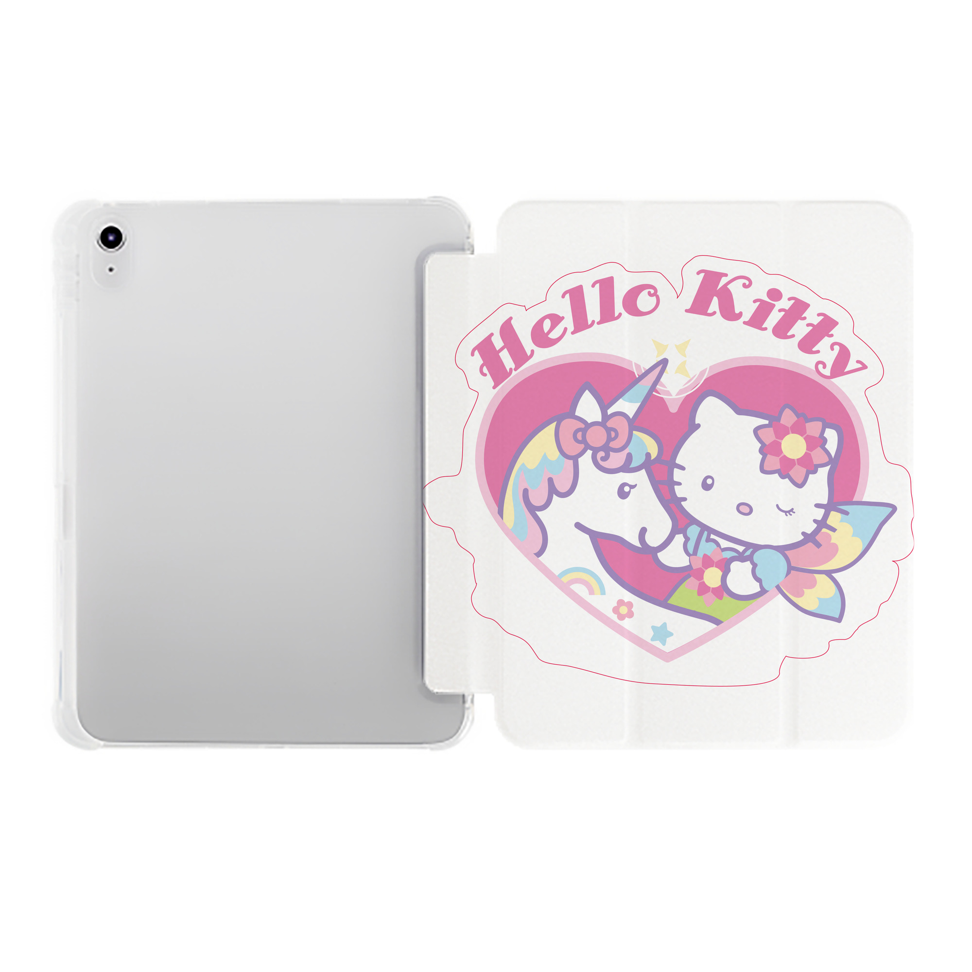 （画像用） Hello Kitty ハローキティ IPad ケース ペン収納付き 三つ折りスタンド PUレザー×シリコン 対応機種9.5/10.5/10.9インチ